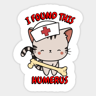 Funny tabby Cat tells a lame joke Sticker